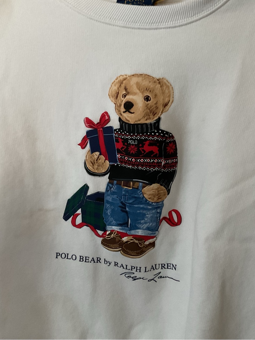 Ralph Lauren POLO BEAR Holiday Bear White Crewneck Sweatshirt Men’s Large